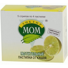 ДОКТОР МОМ РАСТИТЕЛЬНЫЕ ПАСТИЛКИ ОТ КАШЛЯ (ЛИМОННЫЕ) N20 СТРИП ПК <4*5>