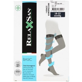 Чулки компресс 1 кл RelaXsan Stay-Up Basic (870) 18-22 мм рт ст 140 den круж рез цв чёрн/прозр р.5