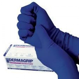 Перчатки смотр латекс н/стер Dermagrip High Risk сверхпрочн текстур н/опудр цв син р.S N50 шт кор