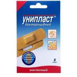 Лейкопластырь бактерицидный УНИПЛАСТ эластичный ткан осн цв тел 1,9 х 7,2см N20 уп