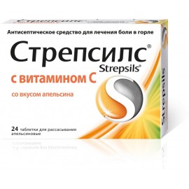 Стрепсилс с Витамином С таб д/рассас (апельсиновые) N24 бл ПК