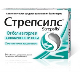 Стрепсилс с Ментолом и Эвкалиптом таб д/рассас (ментолово-эвкалипт) N24 бл ПК
