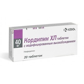 Кордипин XL таб пролонг высв п.п.о. 40мг N20 бл ПК <10*2>