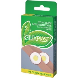Лейкопластырь LUXPLAST ОТ СУХИХ МОЗОЛЕЙ полимерн осн цв телесный 15х70мм N6 кор европодвес