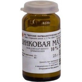 Цинковая мазь д/наружн пр 10% 25г N1 бан тёмн ст