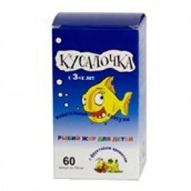 КУСАЛОЧКА рыбий жир RealCaps с 3-х лет капс жеват с фруктовым ароматом 500мг N60 бан ПК