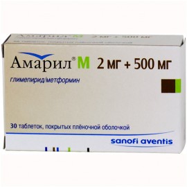 Амарил М таб п.п.о. 2мг 500мг N30 бл ПК <10*3>