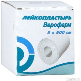 Лейкопластырь фиксирующий Верофарм ткан осн 5 х 500см катуш уп картон