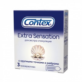 Презервативы CONTEX Extra Sensation с крупными точками и рёбрами N3 уп